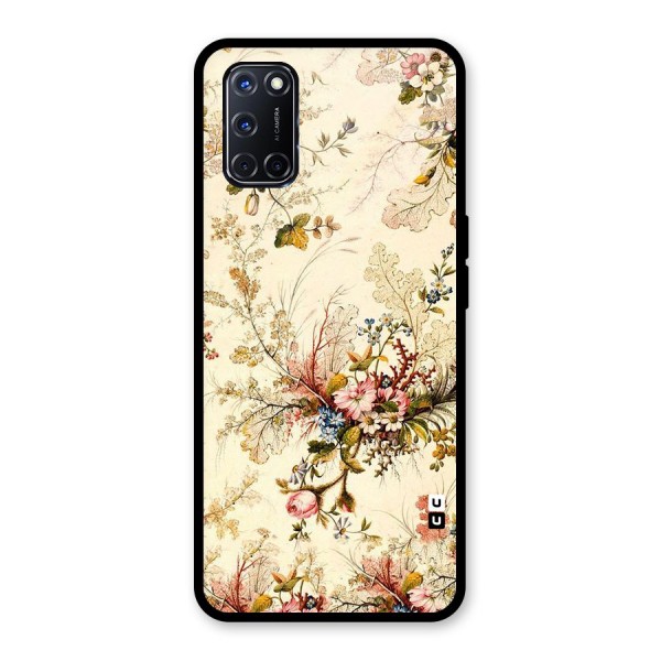 Beige Floral Glass Back Case for Oppo A52