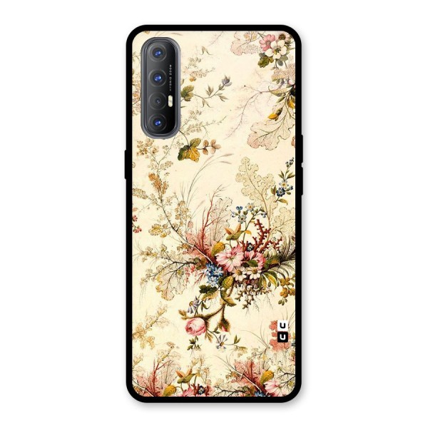 Beige Floral Glass Back Case for Oppo Reno3 Pro