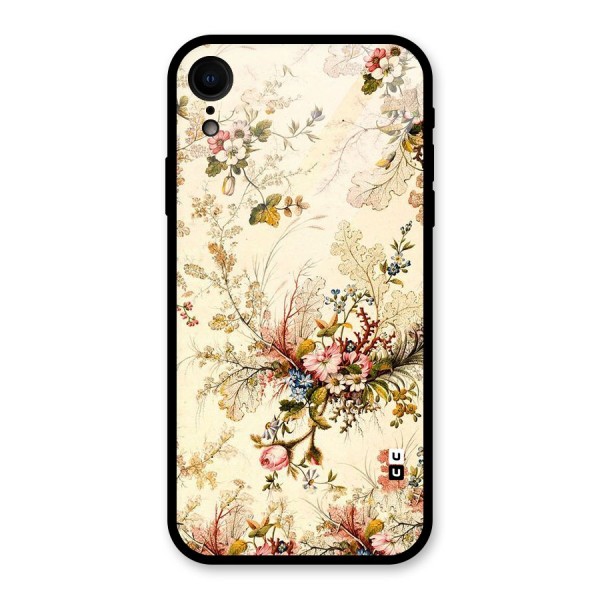 Beige Floral Glass Back Case for XR