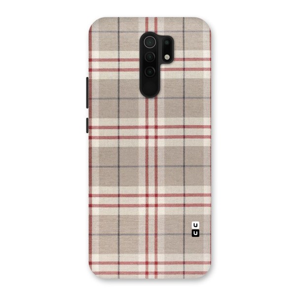 Beige Red Check Back Case for Redmi 9 Prime