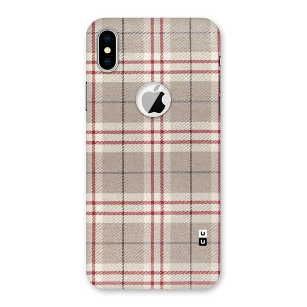 Beige Red Check Back Case for iPhone X Logo Cut