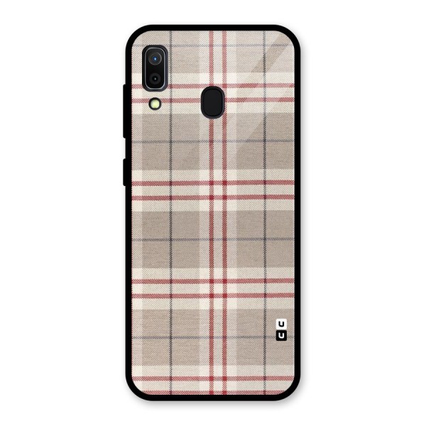 Beige Red Check Glass Back Case for Galaxy A30