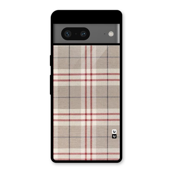 Beige Red Check Glass Back Case for Google Pixel 7