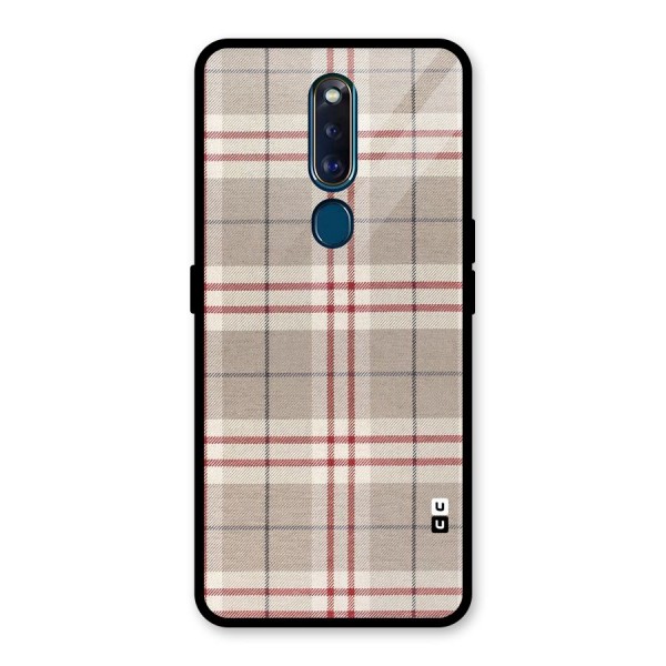 Beige Red Check Glass Back Case for Oppo F11 Pro