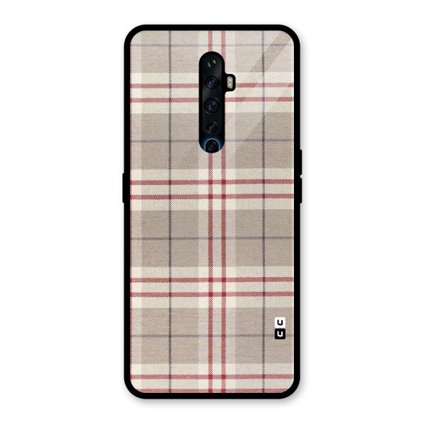 Beige Red Check Glass Back Case for Oppo Reno2 Z