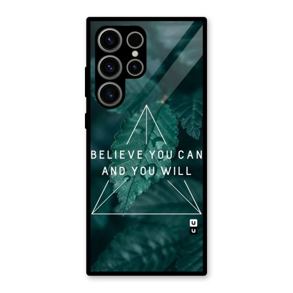 Believe You Can Motivation Glass Back Case for Galaxy S23 Ultra