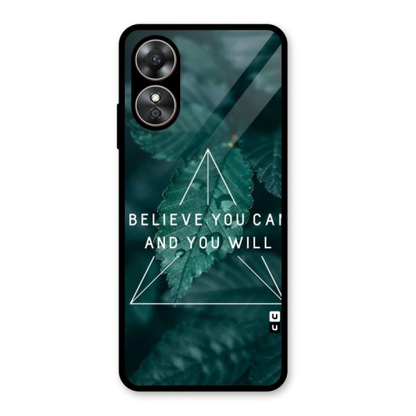 Believe You Can Motivation Glass Back Case for Oppo A17