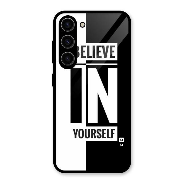 Believe Yourself Black Glass Back Case for Galaxy S23