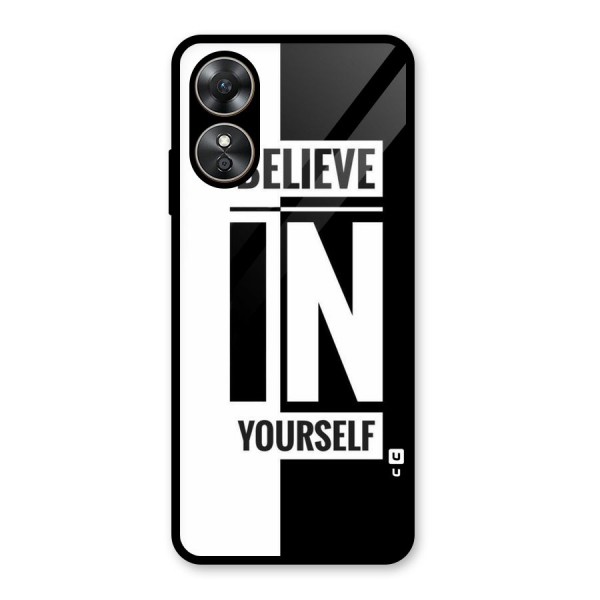 Believe Yourself Black Glass Back Case for Oppo A17