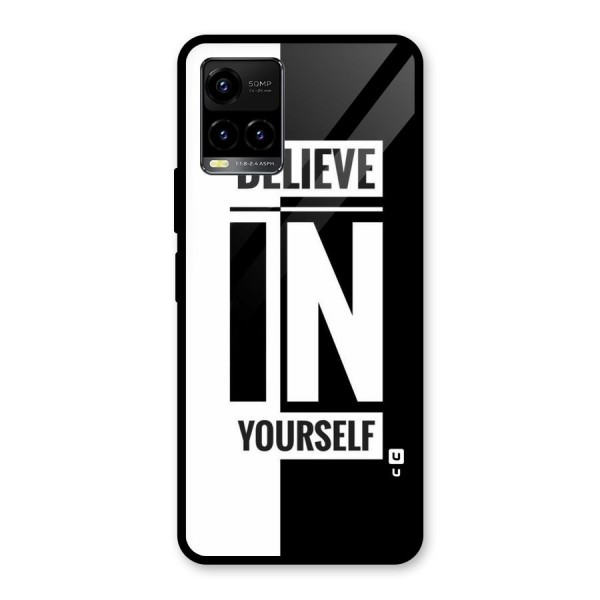 Believe Yourself Black Glass Back Case for Vivo Y21 2021