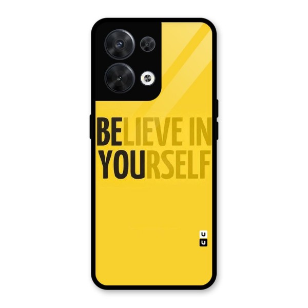 Believe Yourself Yellow Glass Back Case for Oppo Reno8 5G