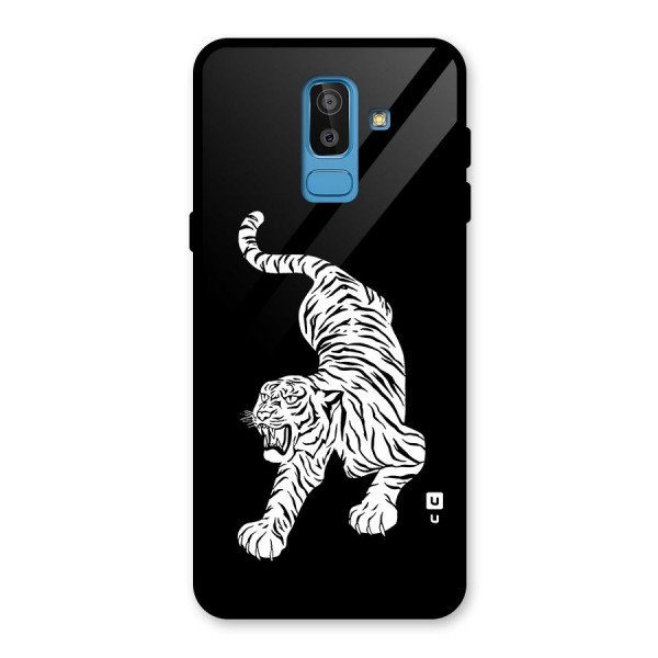 Bengal Tiger Stencil Art Glass Back Case for Galaxy J8