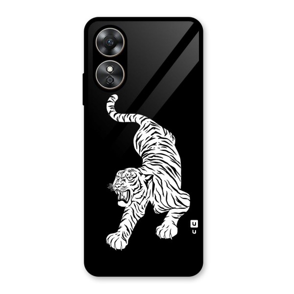 Bengal Tiger Stencil Art Glass Back Case for Oppo A17