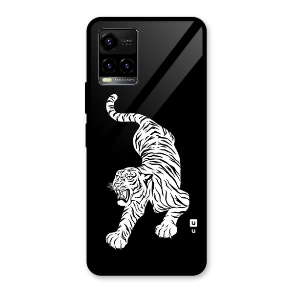 Bengal Tiger Stencil Art Glass Back Case for Vivo Y33s