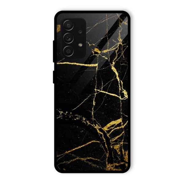 Black And Gold Design Glass Back Case for Galaxy A53 5G