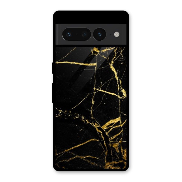 Black And Gold Design Glass Back Case for Google Pixel 7 Pro