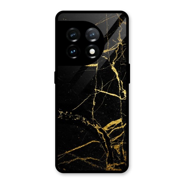 Black And Gold Design Glass Back Case for OnePlus 11