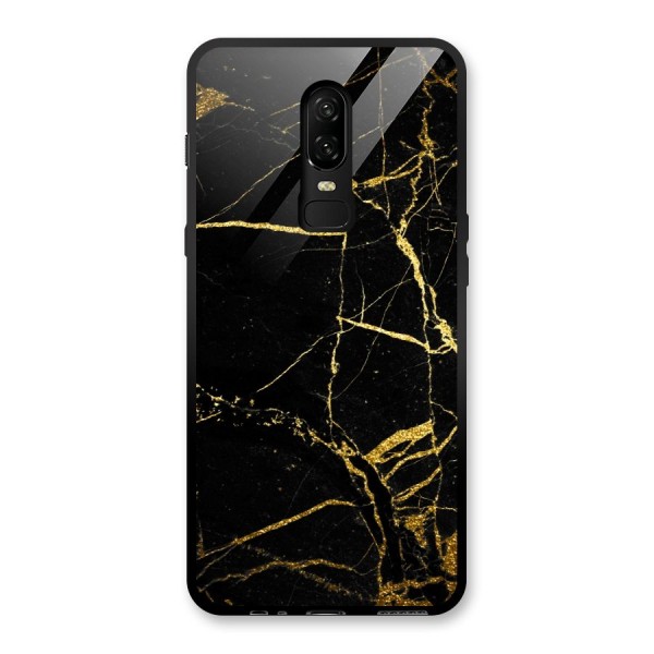 Black And Gold Design Glass Back Case for OnePlus 6