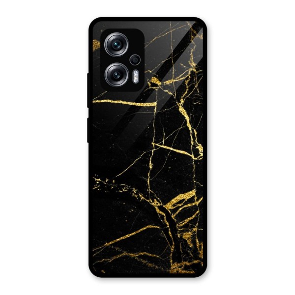 Black And Gold Design Glass Back Case for Redmi K50i