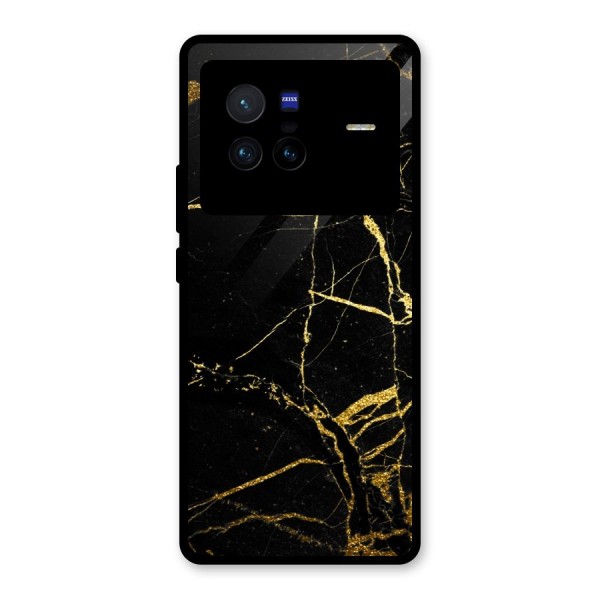 Black And Gold Design Glass Back Case for Vivo X80