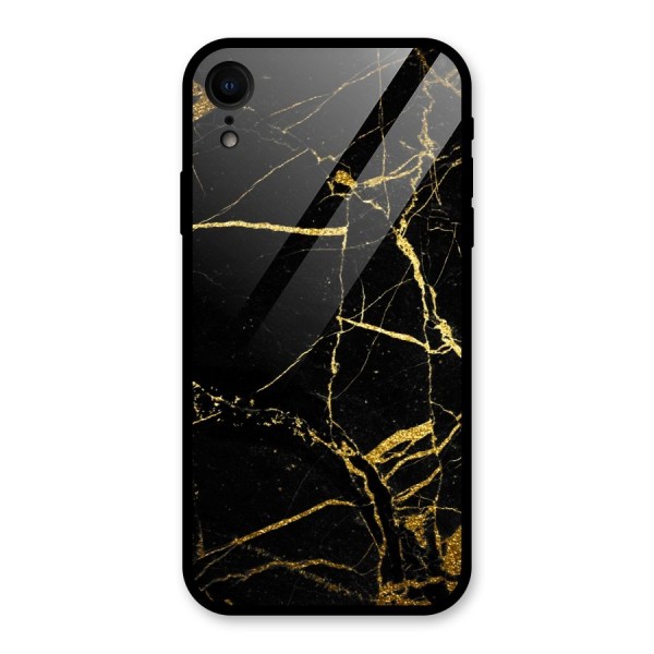 Black And Gold Design Glass Back Case for XR