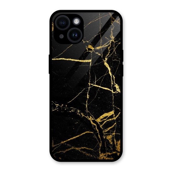 Black And Gold Design Glass Back Case for iPhone 14