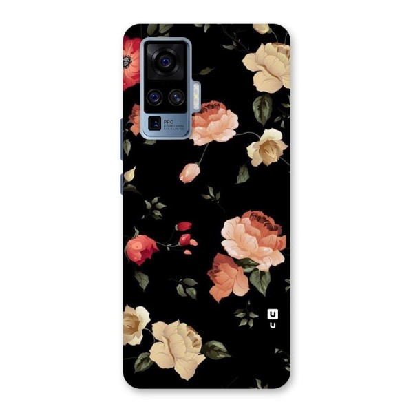 Black Artistic Floral Back Case for Vivo X50 Pro