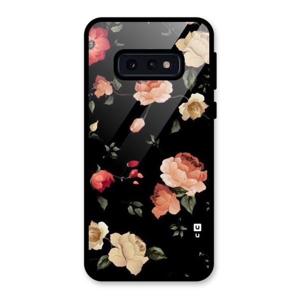 Black Artistic Floral Glass Back Case for Galaxy S10e