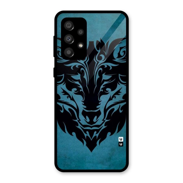 Black Artistic Wolf Glass Back Case for Galaxy A32