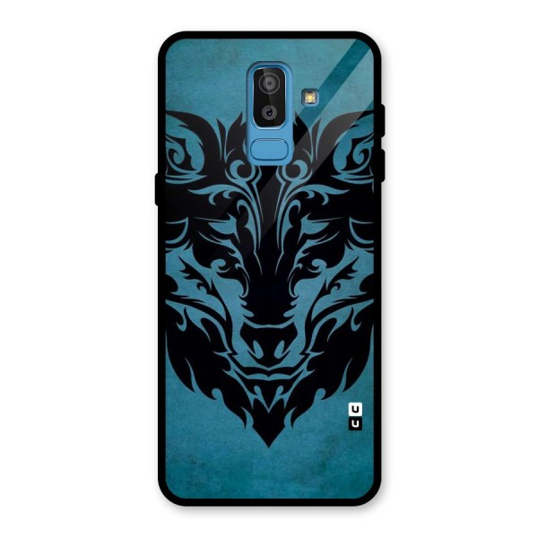 Black Artistic Wolf Glass Back Case for Galaxy J8