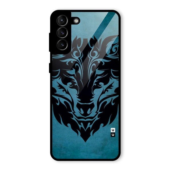 Black Artistic Wolf Glass Back Case for Galaxy S21 Plus