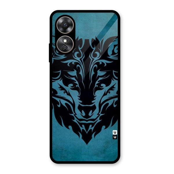 Black Artistic Wolf Glass Back Case for Oppo A17