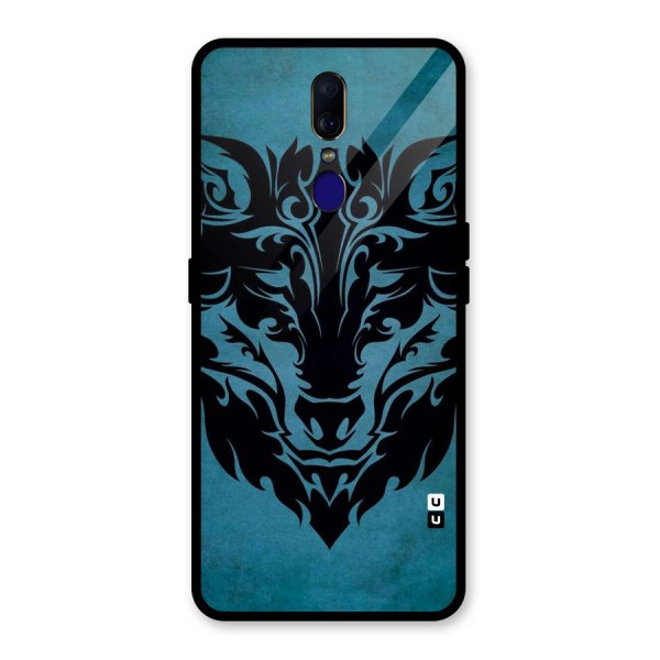 Black Artistic Wolf Glass Back Case for Oppo F11