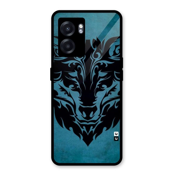 Black Artistic Wolf Glass Back Case for Oppo K10 (5G)