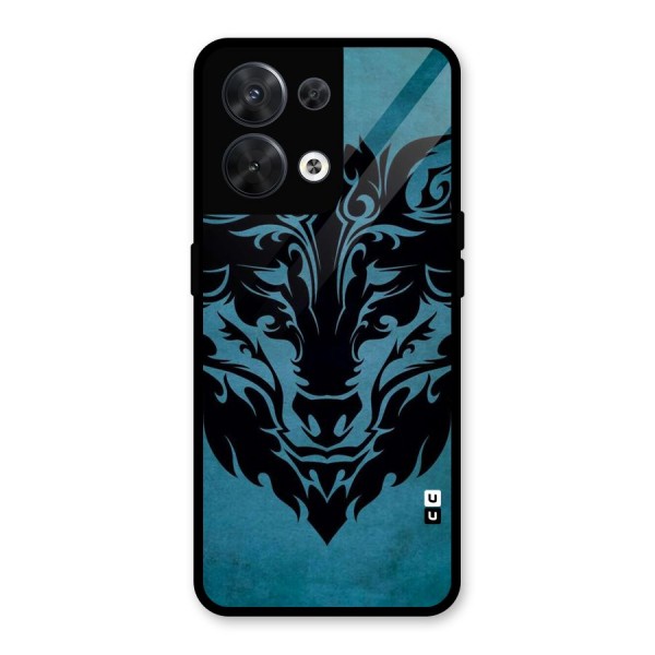 Black Artistic Wolf Glass Back Case for Oppo Reno8 5G