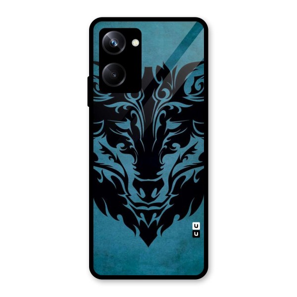 Black Artistic Wolf Glass Back Case for Realme 10 Pro