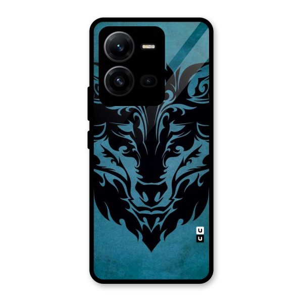 Black Artistic Wolf Glass Back Case for Vivo V25