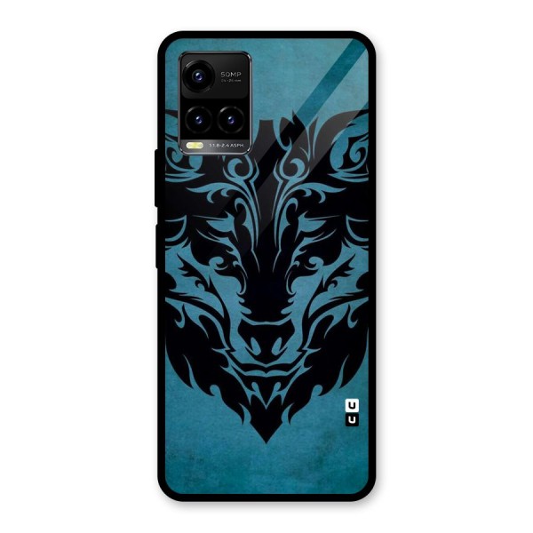 Black Artistic Wolf Glass Back Case for Vivo Y21 2021