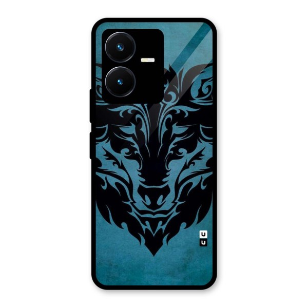 Black Artistic Wolf Glass Back Case for Vivo Y22