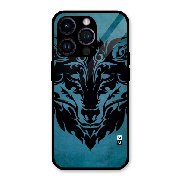 Black Artistic Wolf Glass Back Case for iPhone 14 Pro