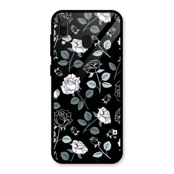 Black Artsy Bloom Glass Back Case for Galaxy A30