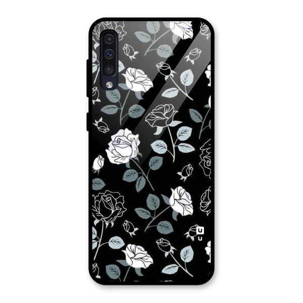 Black Artsy Bloom Glass Back Case for Galaxy A50s