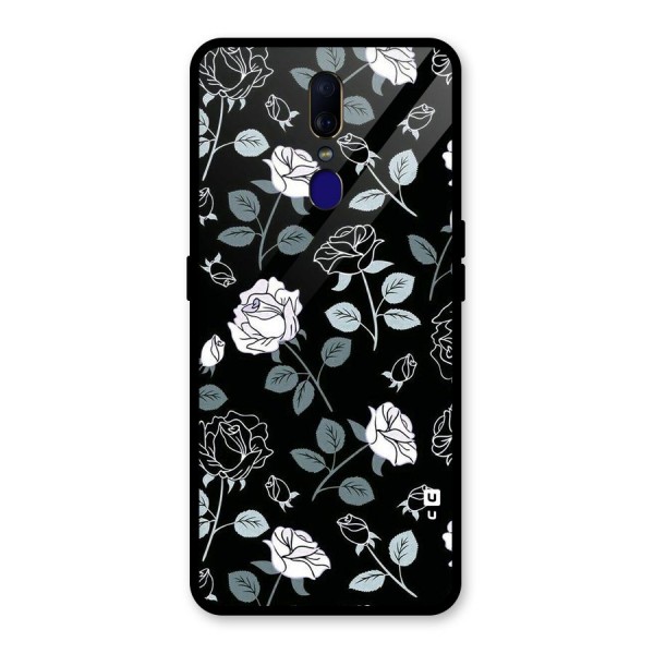 Black Artsy Bloom Glass Back Case for Oppo F11