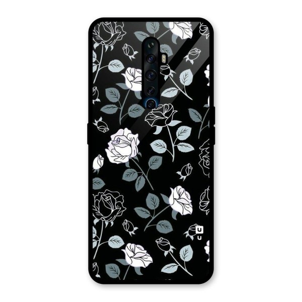 Black Artsy Bloom Glass Back Case for Oppo Reno2 Z