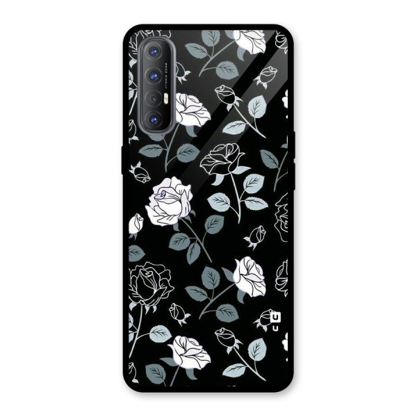 Black Artsy Bloom Glass Back Case for Oppo Reno3 Pro