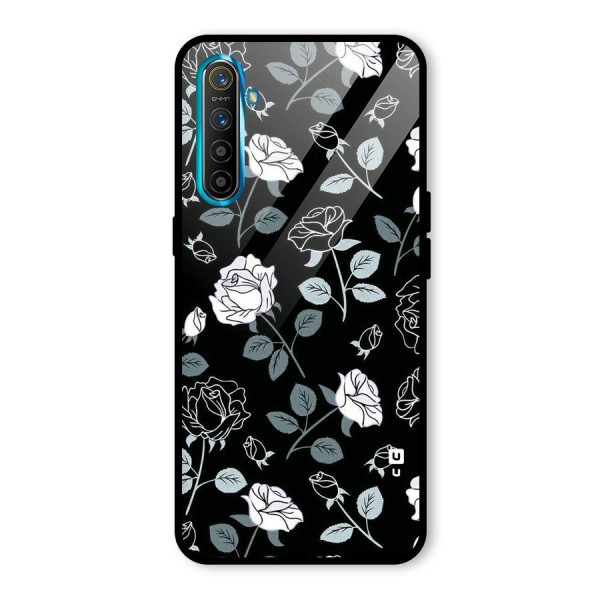 Black Artsy Bloom Glass Back Case for Realme XT