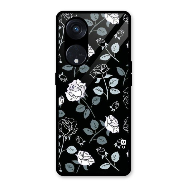 Black Artsy Bloom Glass Back Case for Reno8 T 5G