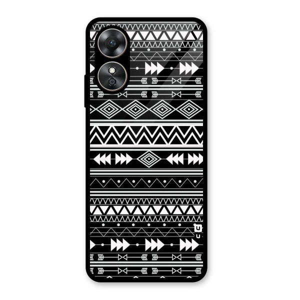 Black Aztec Creativity Glass Back Case for Oppo A17