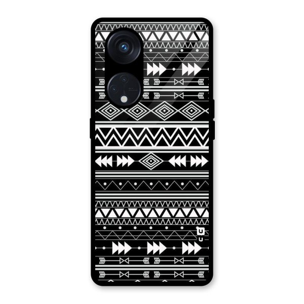 Black Aztec Creativity Glass Back Case for Reno8 T 5G