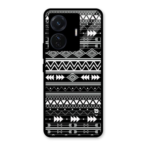 Black Aztec Creativity Glass Back Case for Vivo T1 Pro